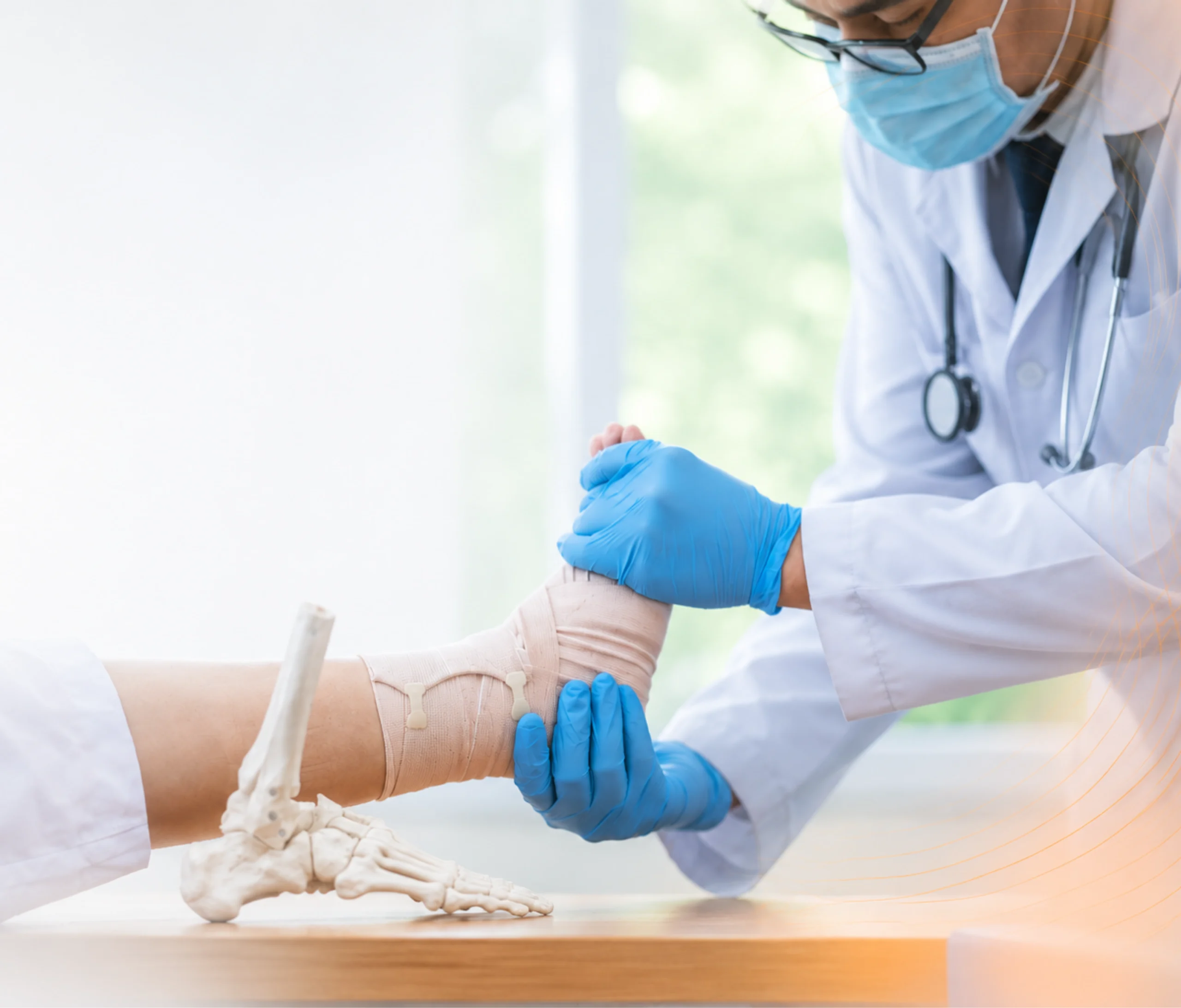 Foot and ankle specialist examining a patient